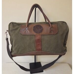 Duluth Pack Olive Canvas & Leather Weekender Duffel Bag — USA‎ Made — Moose Logo